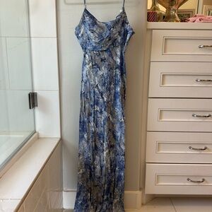 Chic Blue and Gray Maxi Dress